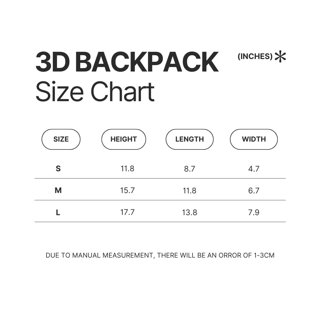 3D Backpack Size Chart - Ghost Adventures Store