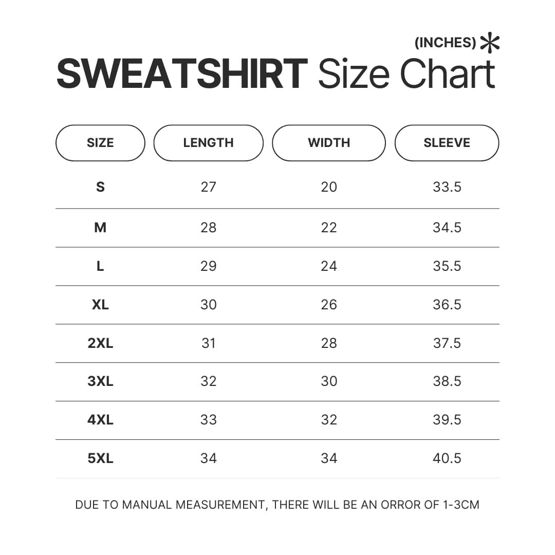 Sweatshirt Size Chart - Ghost Adventures Store