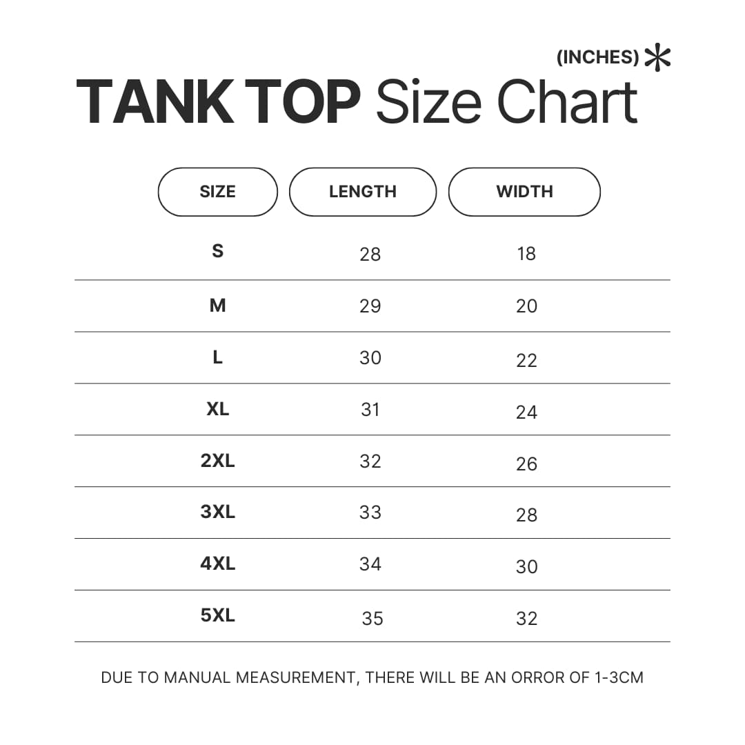 Tank Top Size Chart - Ghost Adventures Store