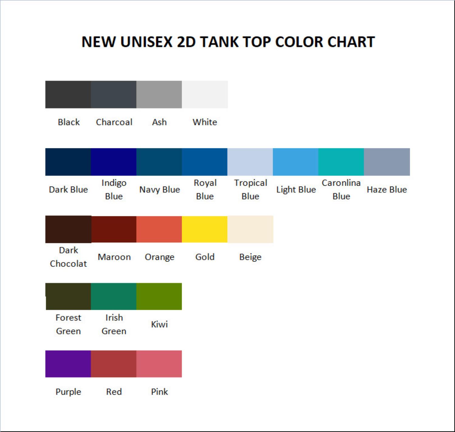 tank top color chart - Ghost Adventures Store