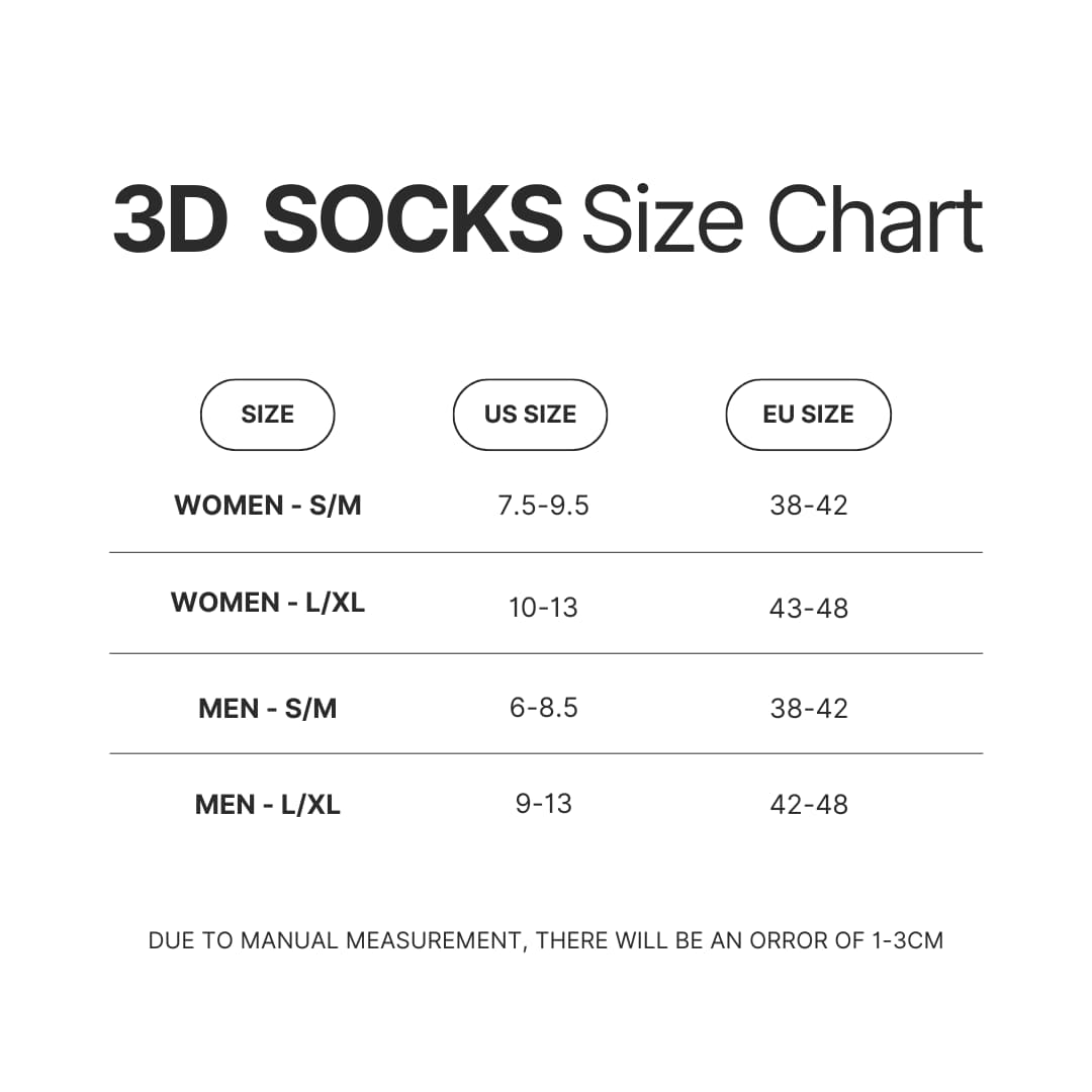 3D Socks Size Chart - Ghost Adventures Store